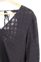 חולצה חדשה שרוולים תפוחים בשחור-L